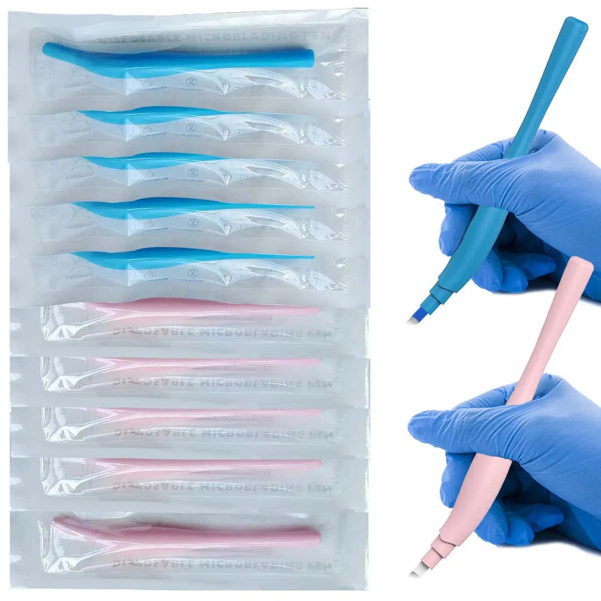 KAIQIKAIXI Disposable Microblading Pen 14F Needles 10-Pack | Manual Eyebrow Tattoo Pen for Permanent Makeup - main product image