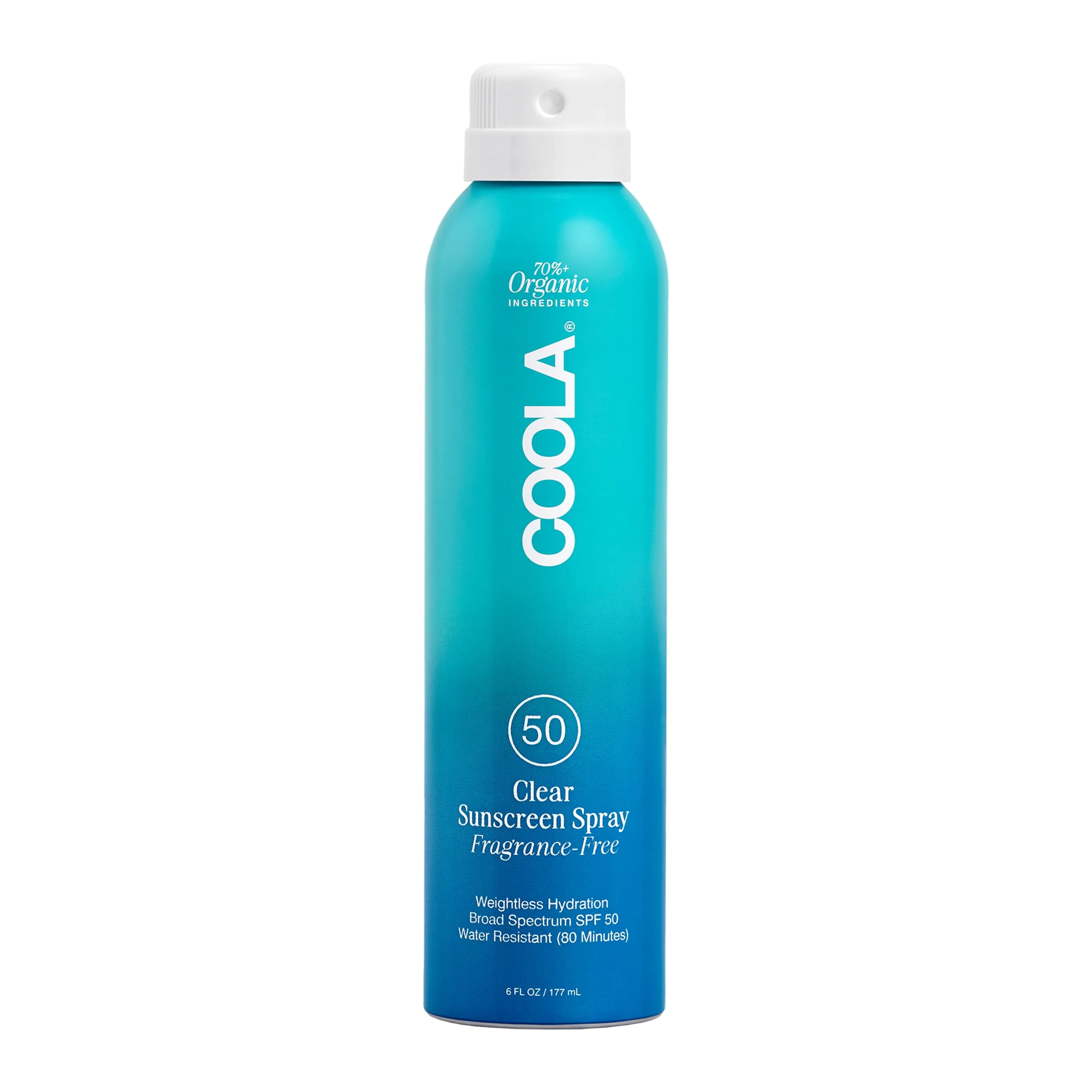 COOLA Organic Sunscreen SPF 50 Sunblock Spray Fragrance Free 6 Fl Oz | Dermatologist Tested Skin Care for Daily Protection - main product image