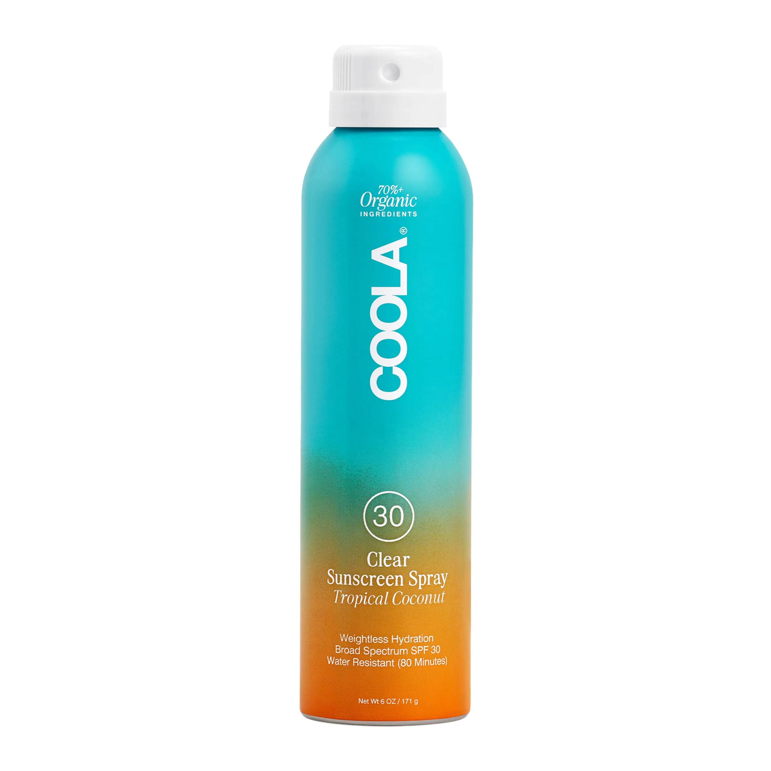 COOLA Organic Sunscreen SPF 30 Continuous Spray Tropical Coconut 6 Fl Oz | Dermatologist Tested Vegan Gluten Free - main product image