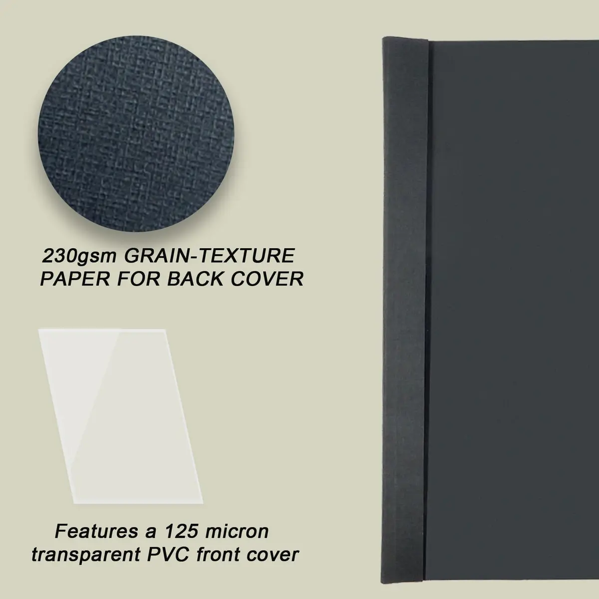 RAYSON Black Thermal Binding Covers 1/4 Inch (6mm) | 25 Pack Holds 55 Sheets - view 4