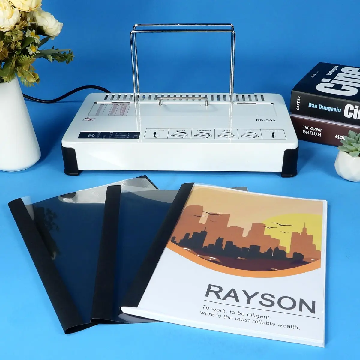 RAYSON Black Thermal Binding Covers 1/4 Inch (6mm) | 25 Pack Holds 55 Sheets - view 7
