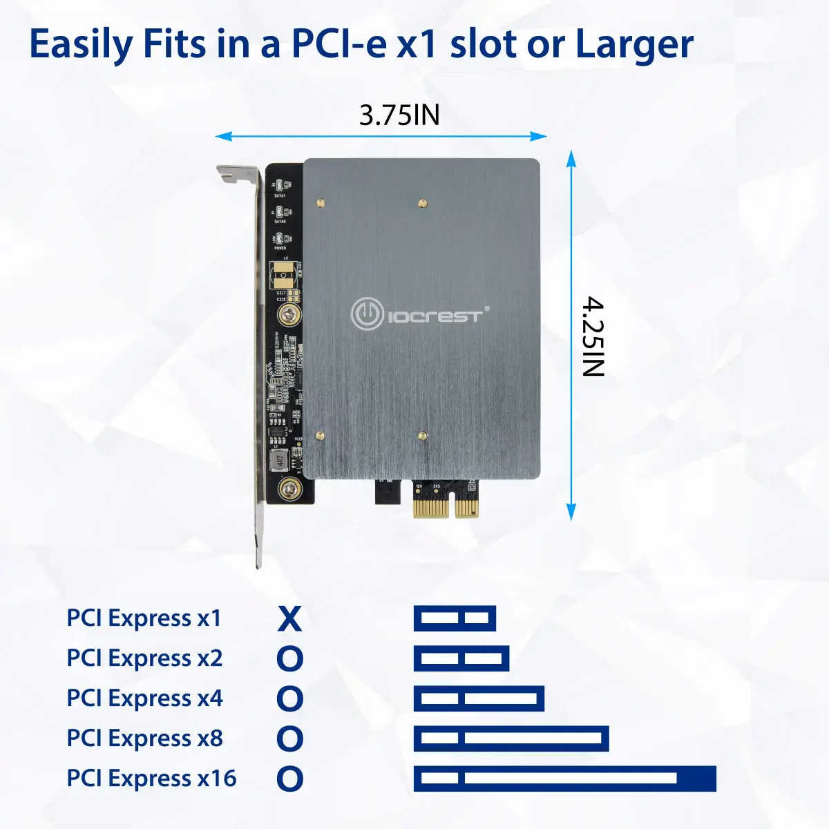 IO CREST Dual M.2 SATA SSD to PCIe x1 Expansion Card with Heat Sink - view 3