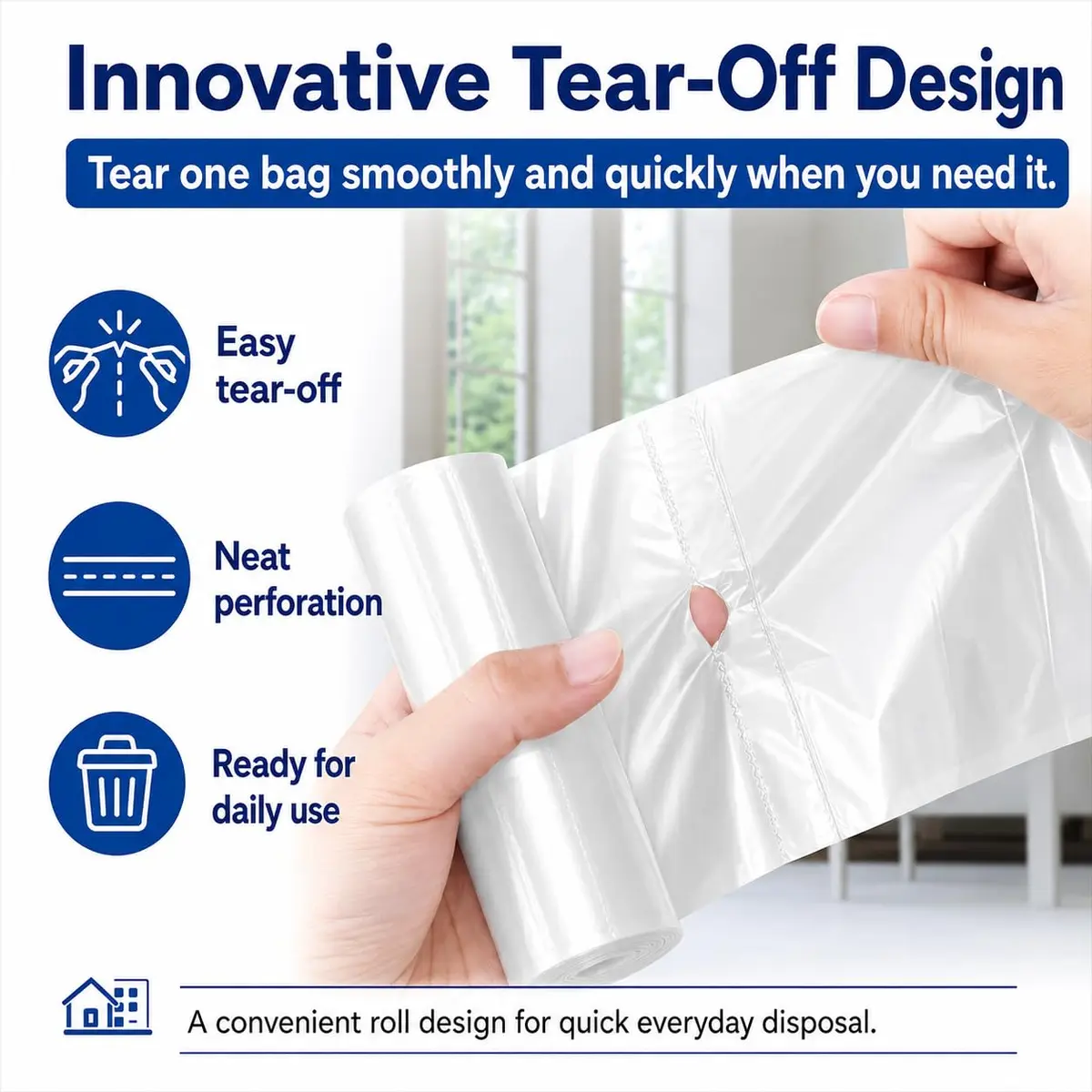 Teivio Small Clear Trash Bags 1.2 Gallon 180 Count | Unscented Garbage Bags for Home & Office - view 3