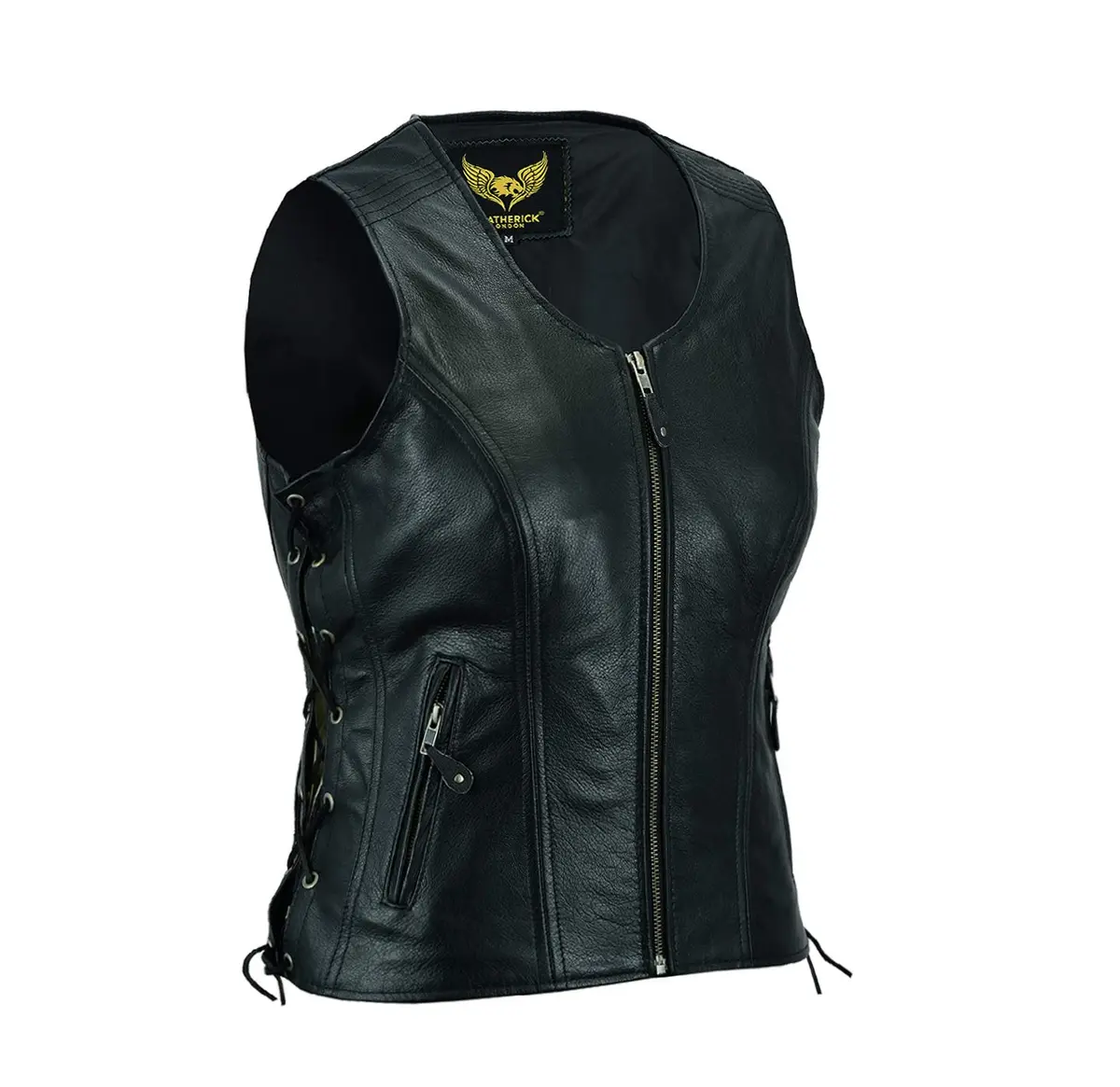 Leatherick Women Top Grain Buffalo Leather Vest for Motorcycle Bikers 4XL | Durable & Stylish - main product image