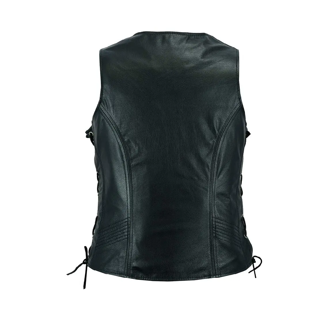 Leatherick Women Top Grain Buffalo Leather Vest for Motorcycle Bikers | Heavy-Duty & Adjustable (70-120c) - view 4