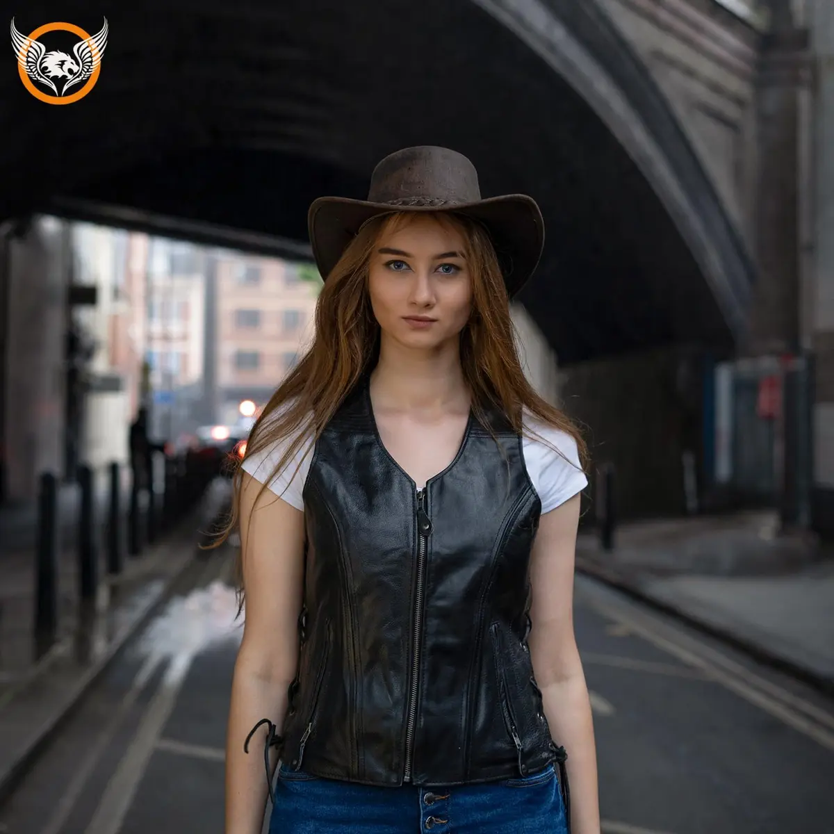 Leatherick Women Top Grain Buffalo Leather Motorcycle Vest | Black, M, Regular Fit - view 3