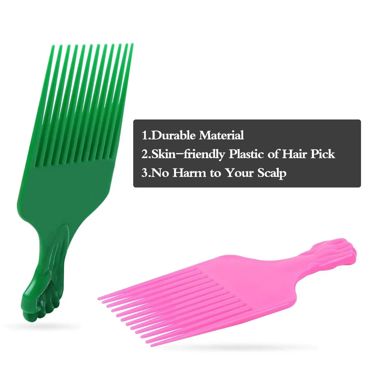 LEADUWAY Fist Picks for Curly & Afro Hair, Plastic 6.5 inch Rainbow Set (6 PCS) | Gentle, Durable Styling Tools - view 4