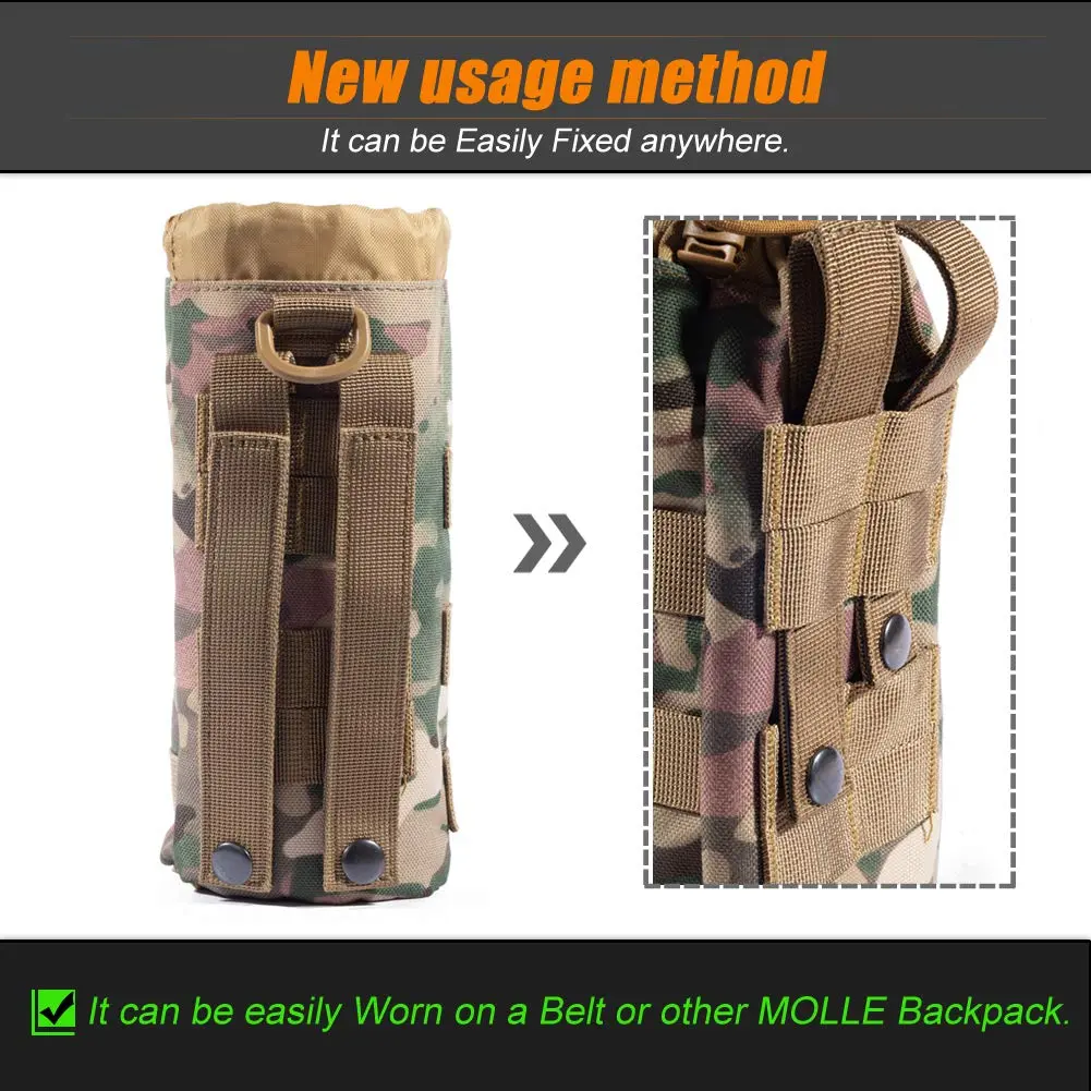 R.SASR Tactical Drawstring Molle Water Bottle Holder Pouch 23.5cm (9.45in) | Fits 0.5L Bottles - view 7