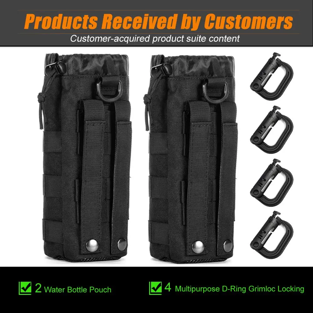 R.SASR Tactical Drawstring Molle Water Bottle Holder Pouch 23.5cm (9.45in) | Fits 0.5L Bottles - view 3