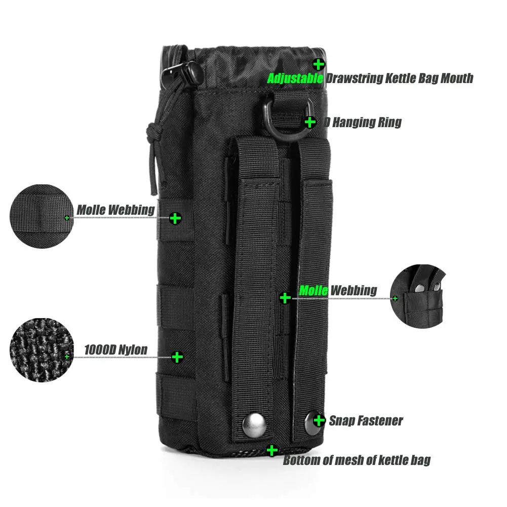 R.SASR Tactical Drawstring Molle Water Bottle Holder Pouch 23.5cm (9.45in) | Fits 0.5L Bottles - view 4