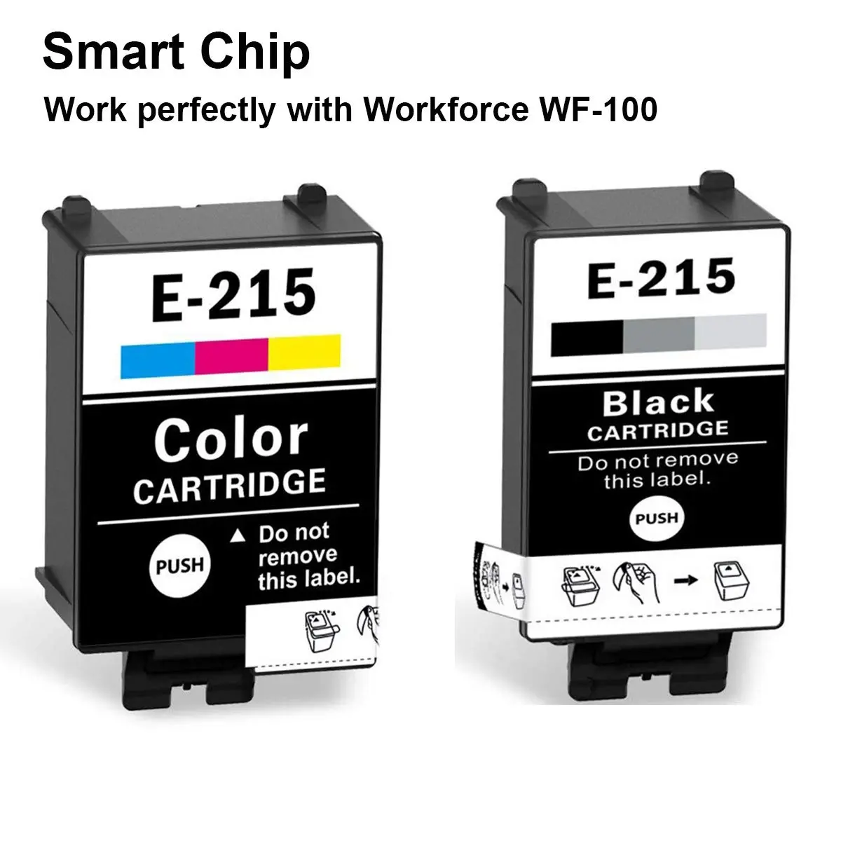 VividInk 215 Ink Cartridges for WF-100 Printer | Remanufactured Pigment, 5-Pack, Black & Color (8.9cm x 8cm x 9cm) - view 2