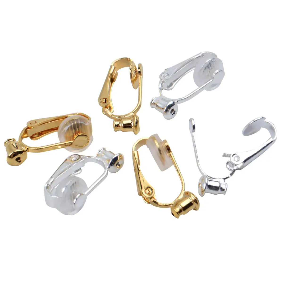 Aylifu Clip-On Earring Converters 12 Pairs (Silver & Gold) | Non-Pierced Earring Backs with Silicone Pads - view 3