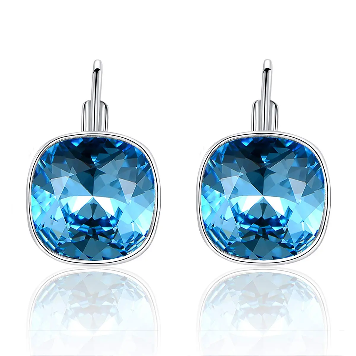 MDFUN Bella Drop Earrings Crystals 14mm (0.55 inch) | Hypoallergenic 18K White Gold Plated - main product image