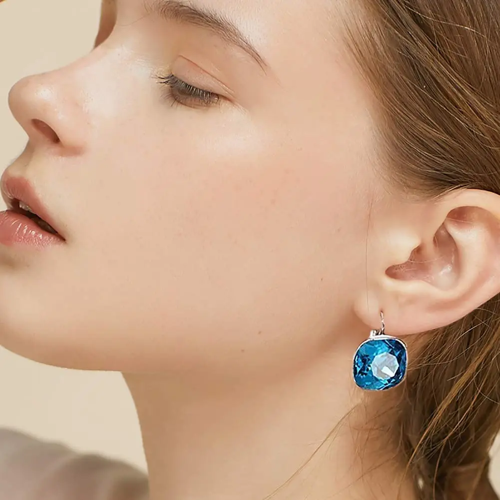 MDFUN Bella Drop Earrings Crystals 14mm (0.55 inch) | Hypoallergenic 18K White Gold Plated - view 2