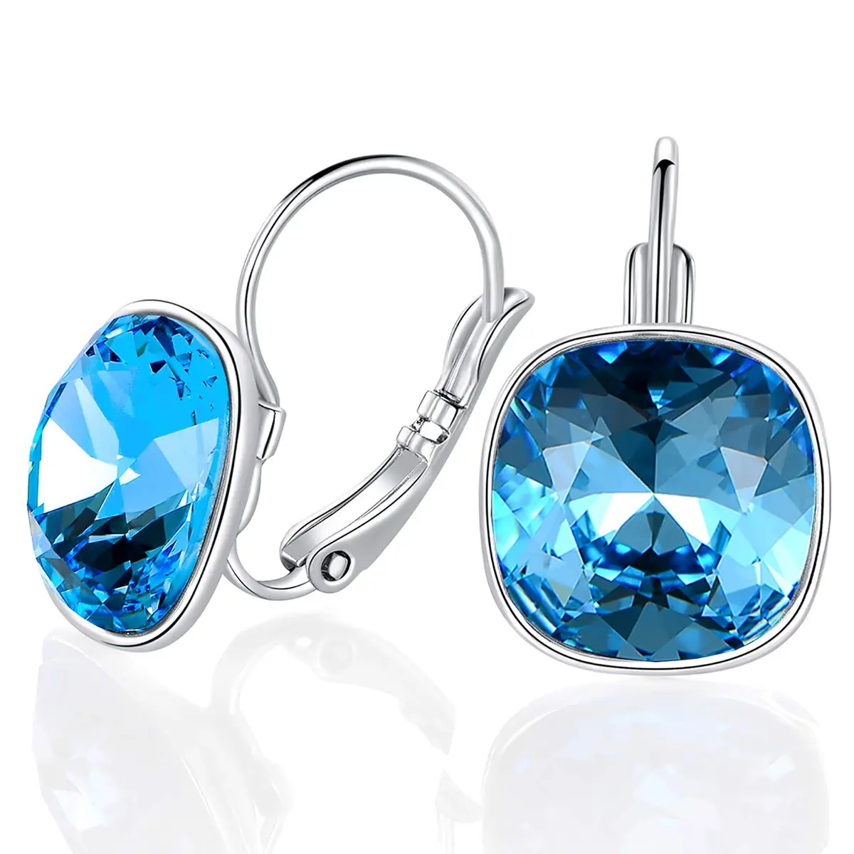 MDFUN Bella Drop Earrings Crystals 14mm (0.55 inch) | Hypoallergenic 18K White Gold Plated - view 3