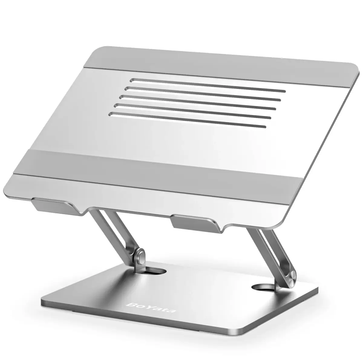 BoYata Adjustable Aluminum Laptop Stand for 15-Inch Laptops, Silver | Ergonomic Z-Type Design with Ventilation - main product image