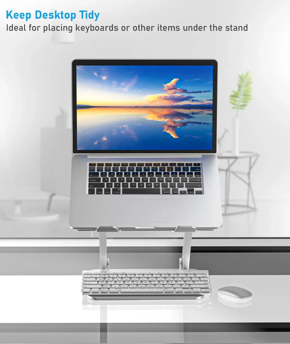 BoYata Adjustable Aluminum Laptop Stand for 15-Inch Laptops, Silver | Ergonomic Z-Type Design with Ventilation - view 3