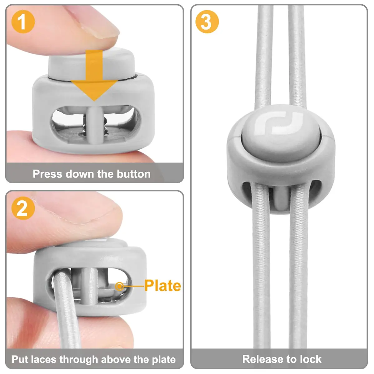 RJ-Sport Grey Shoelace - Premium Cord Locks for Kids & Adults, 1 Size - view 7