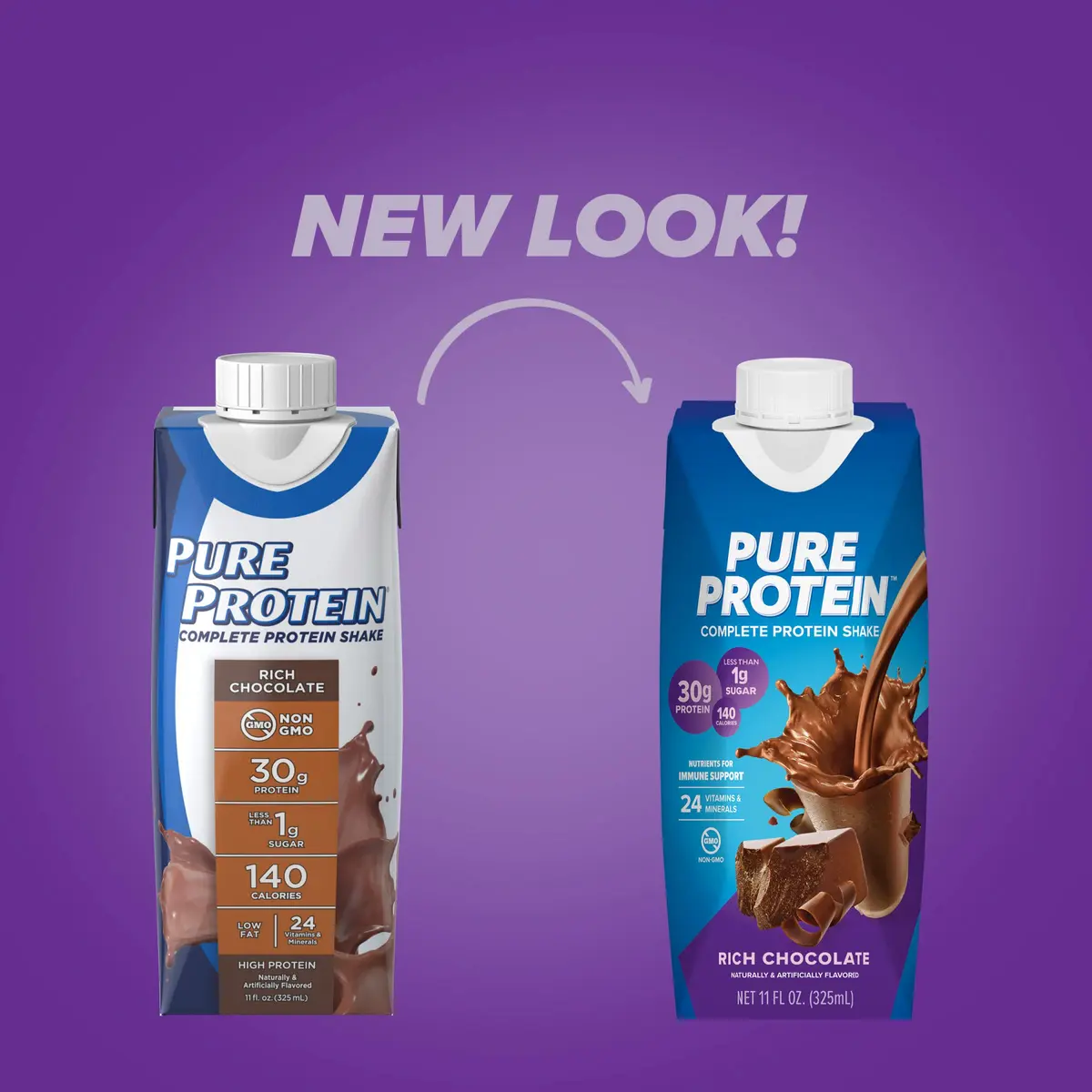 Pure Protein Chocolate Protein Shake 11 Fl Oz (132 Fl Oz) | 30g Protein Per Serving, Keto-Friendly, Immune Support - view 2