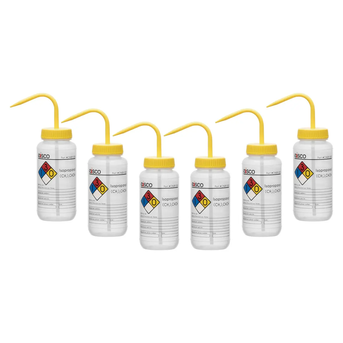 EISCO 6PK Wash Bottle 500ml Wide Mouth Self Venting Low Density Polyethylene | Chemical & Safety Labelled - main product image