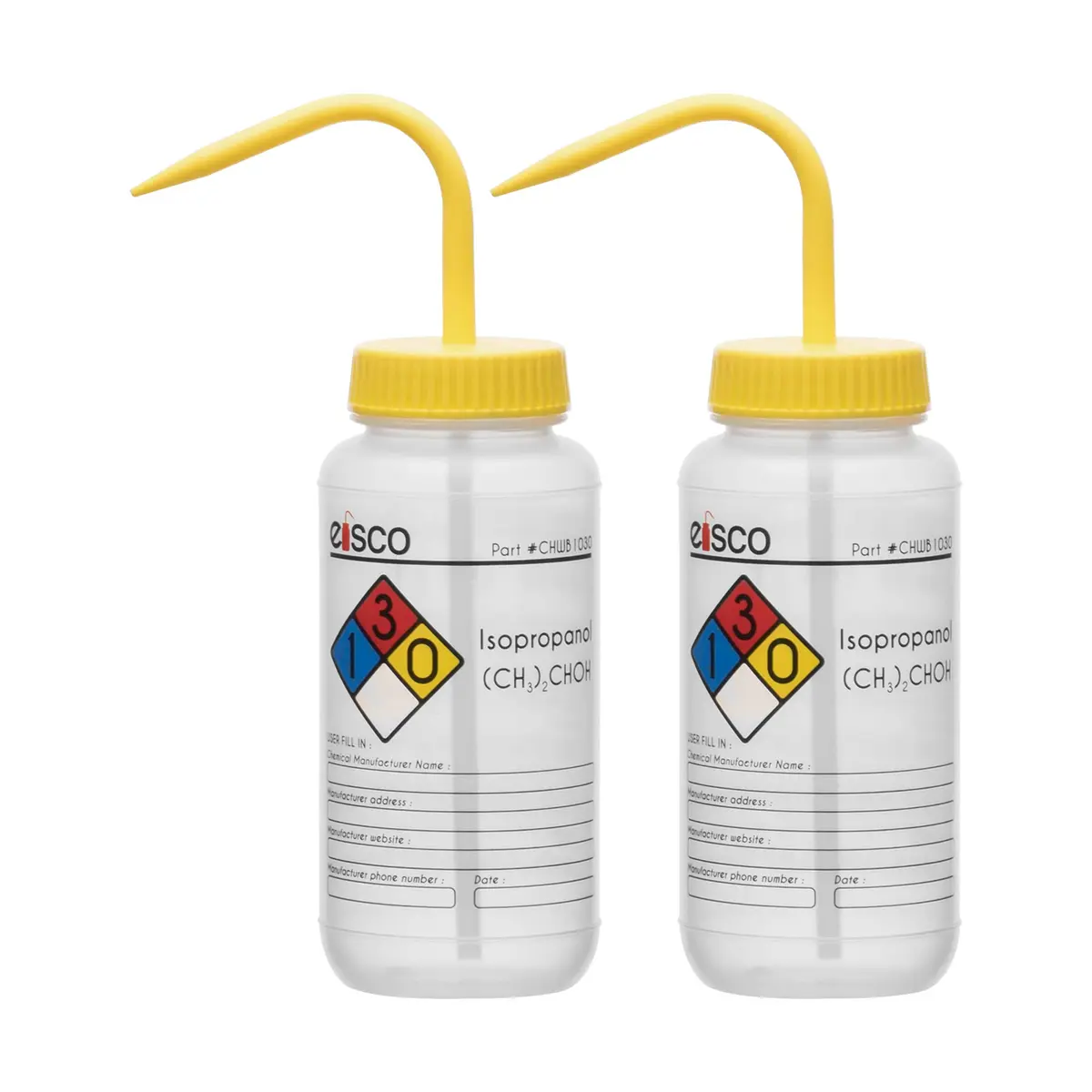 EISCO 2PK Isopropanol Wash Bottles 500ml (16.9 Fl Oz) | GHS & OSHA Compliant Labeling - main product image