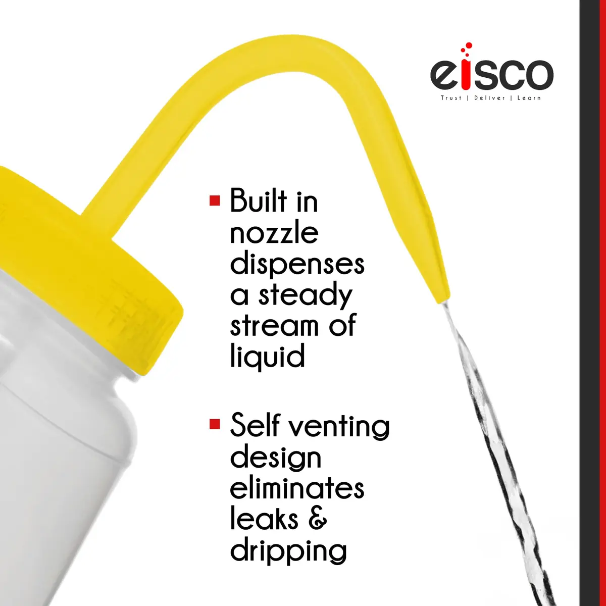 EISCO Isopropanol Wash Bottle 500ml (16.9 oz) with Color-Coded Safety Labels | GHS Compliant Lab Squeeze Bottle - view 5