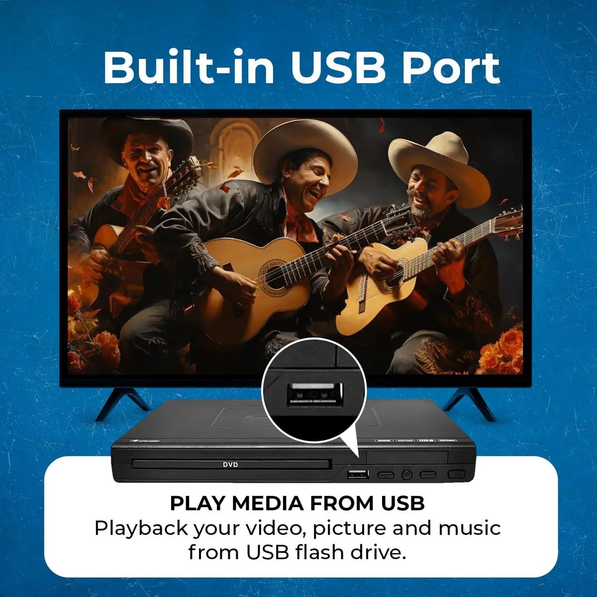OREI Region Free HDMI DVD Player - Supports 1080P, Multi Zone, Compact, USB Input, Worldwide Voltage - view 4