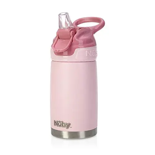 Nuby Thirsty Kids No-Spill Flip-It Reflex Stainless Steel Travel Cup 300ml (10.1 oz) | Spill-Proof Sippy Cup for Toddlers 18+ Months - main product image