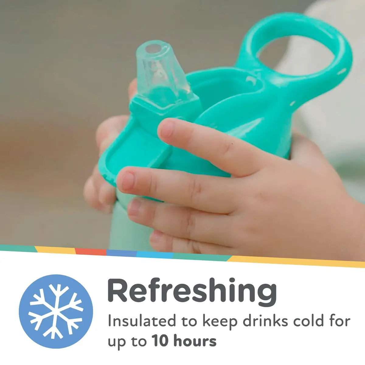 Nuby Thirsty Kids No-Spill Flip-It Reflex Stainless Steel Travel Cup 300ml (10.1 oz) | Spill-Proof Sippy Cup for Toddlers 18+ Months - view 6