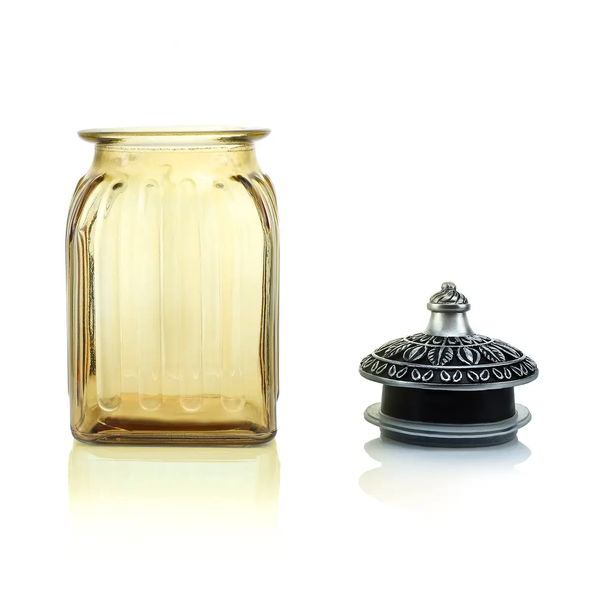 SOCOSY Vintage Crystal Glass Candy Jar with Lid 30 oz | Elegant Kitchen Storage & Wedding Gift - main product image
