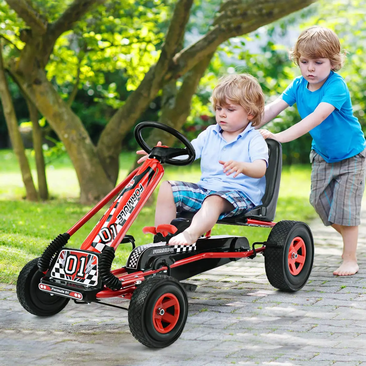 HONEY JOY Go Kart for Kids 4 Wheel Off-Road Pedal Ride On | Adjustable Seat & Safety - view 8