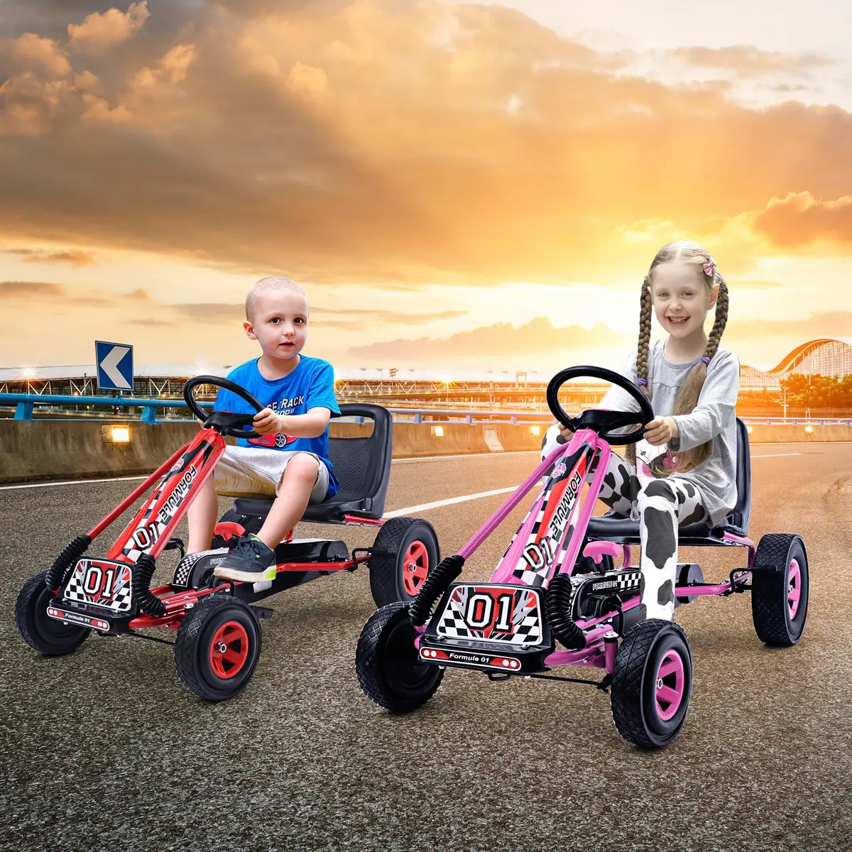 HONEY JOY Go Kart for Kids 4 Wheel Off-Road Pedal Ride On | Adjustable Seat & Safety - view 2