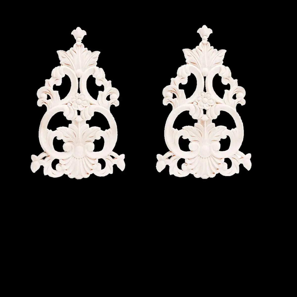 Beoot Unpainted Wood Carved Corner Furniture Onlay Applique 30x19cm (11.81x7.48inch) | European Style Floral Wood Carving - view 4