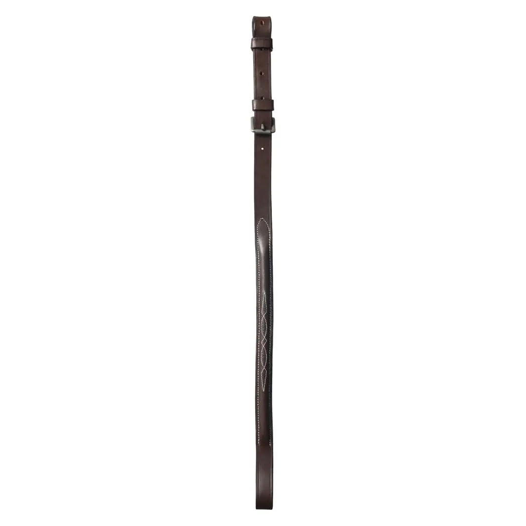Henri de Rivel Pro Raised Fancy Stitched Standing Martingale Attachment - Havana - Oversize | Traditional Leather with White Stitching - main product image