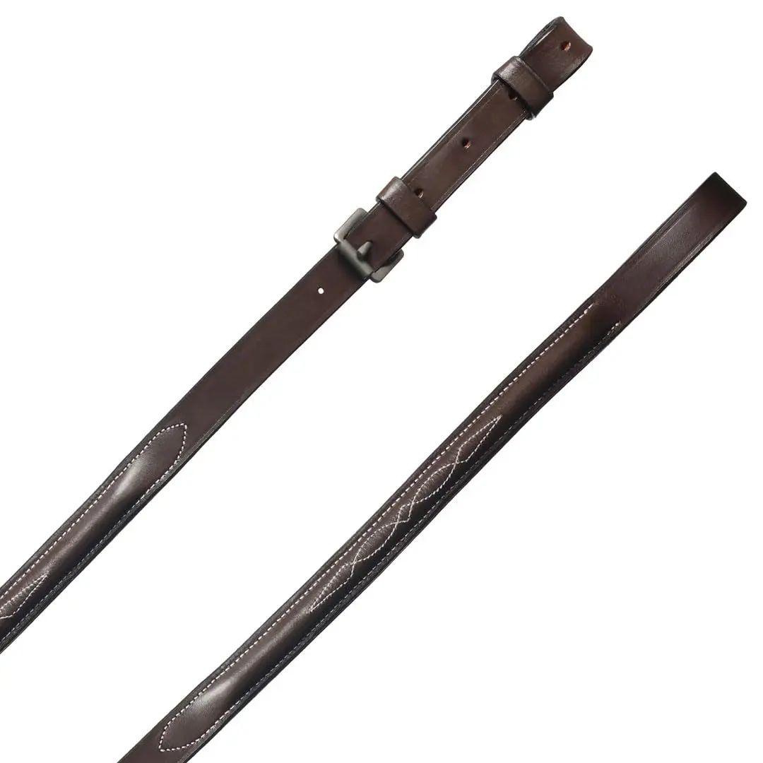 Henri de Rivel Pro Raised Fancy Stitched Standing Martingale Attachment - Havana - Oversize | Traditional Leather with White Stitching - view 2