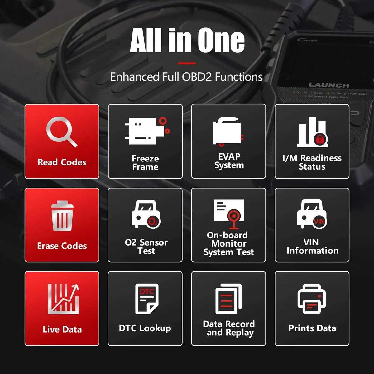 LAUNCH CR529 Full OBD2 Function Diagnostic Tool | Supports All Vehicles 1996+ with Lifetime Updates - view 3
