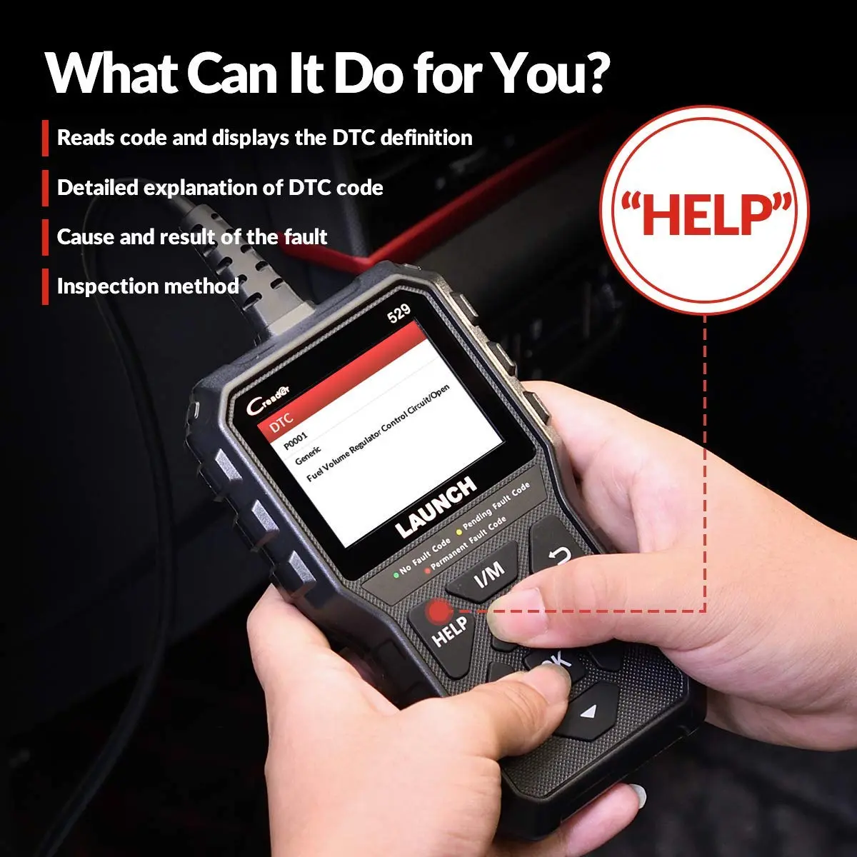 LAUNCH CR529 Full OBD2 Function Diagnostic Tool | Supports All Vehicles 1996+ with Lifetime Updates - view 4