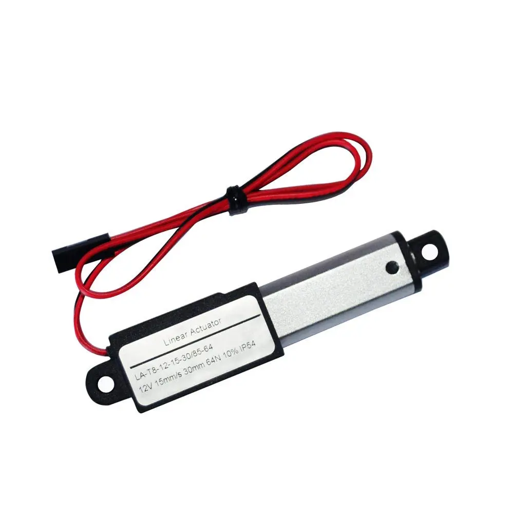 ZCONIEY Micro Linear Actuator 12V DC 30mm Stroke | IP54 Rated, 64N Load, Aluminum Inner Tube - main product image