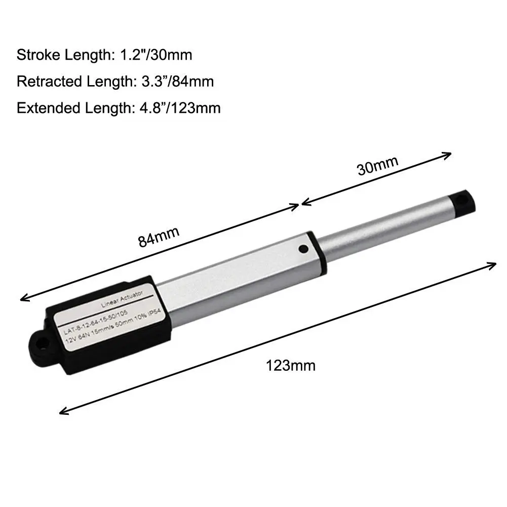 ZCONIEY Micro Linear Actuator 12V DC 30mm Stroke | IP54 Rated, 64N Load, Aluminum Inner Tube - view 5