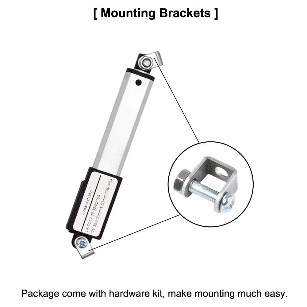 ZCONIEY Micro Linear Actuator 12V DC 30mm Stroke | IP54 Rated, 64N Load, Aluminum Inner Tube - view 6