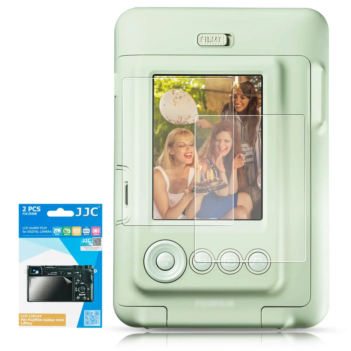 JJC 2 Pack PET Film Screen Protector for Fujifilm Instax Mini Liplay | Anti-Fingerprint & Scratch-Resistant - main product image