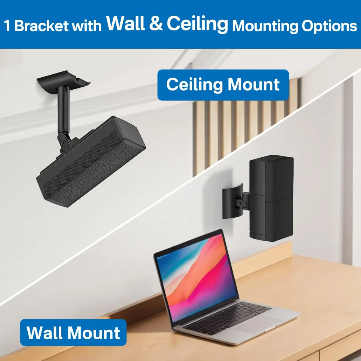 tiebutie Black Speaker Mount for Bose UB-20 Series II Speakers | Wall & Ceiling Mount with 60° Tilt & 180° Swivel - view 4