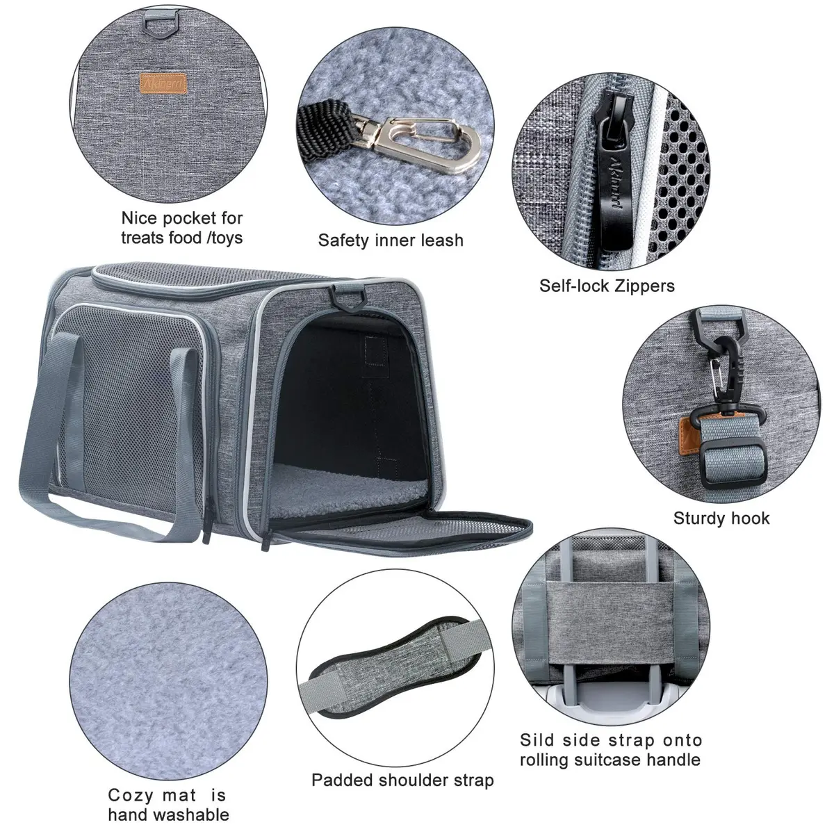 Akinerri Cat Carrier - Portable Foldable Dog Pet Carrier, Soft-Sided Pet Bag up to 15 Lbs | Airline Approved Travel - view 4
