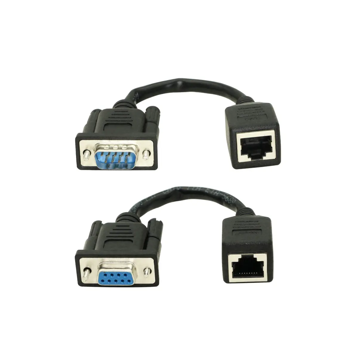 XMSJSIY DB9 RS232 to RJ45 Extender Adapter 2-Pack | Extends Serial Data Up to 100m - main product image