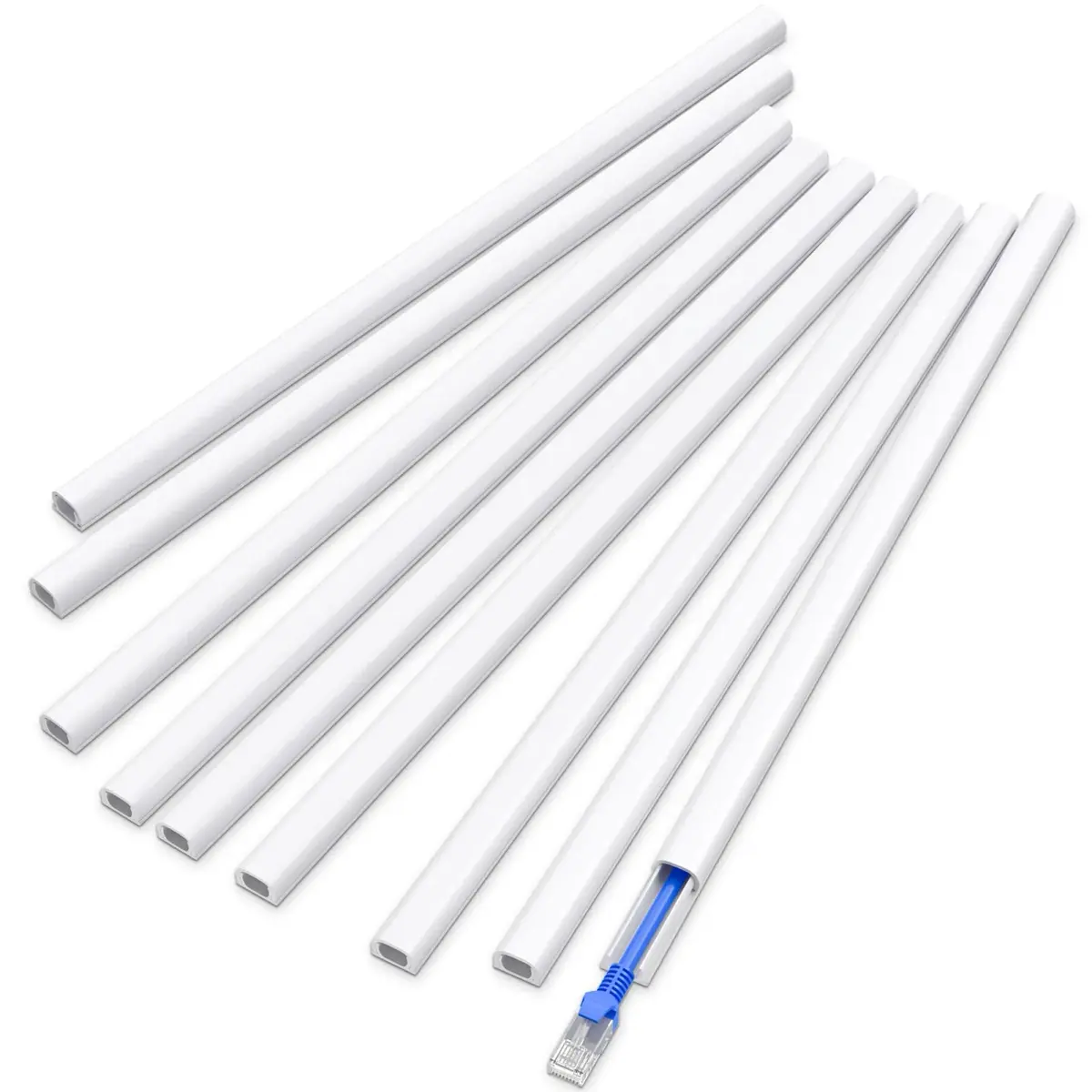 Delamu 128in (3.25m) Single Cord Hider for Wall | Easy Install Self-Adhesive Cable Raceway for 1 Mini Cord - main product image