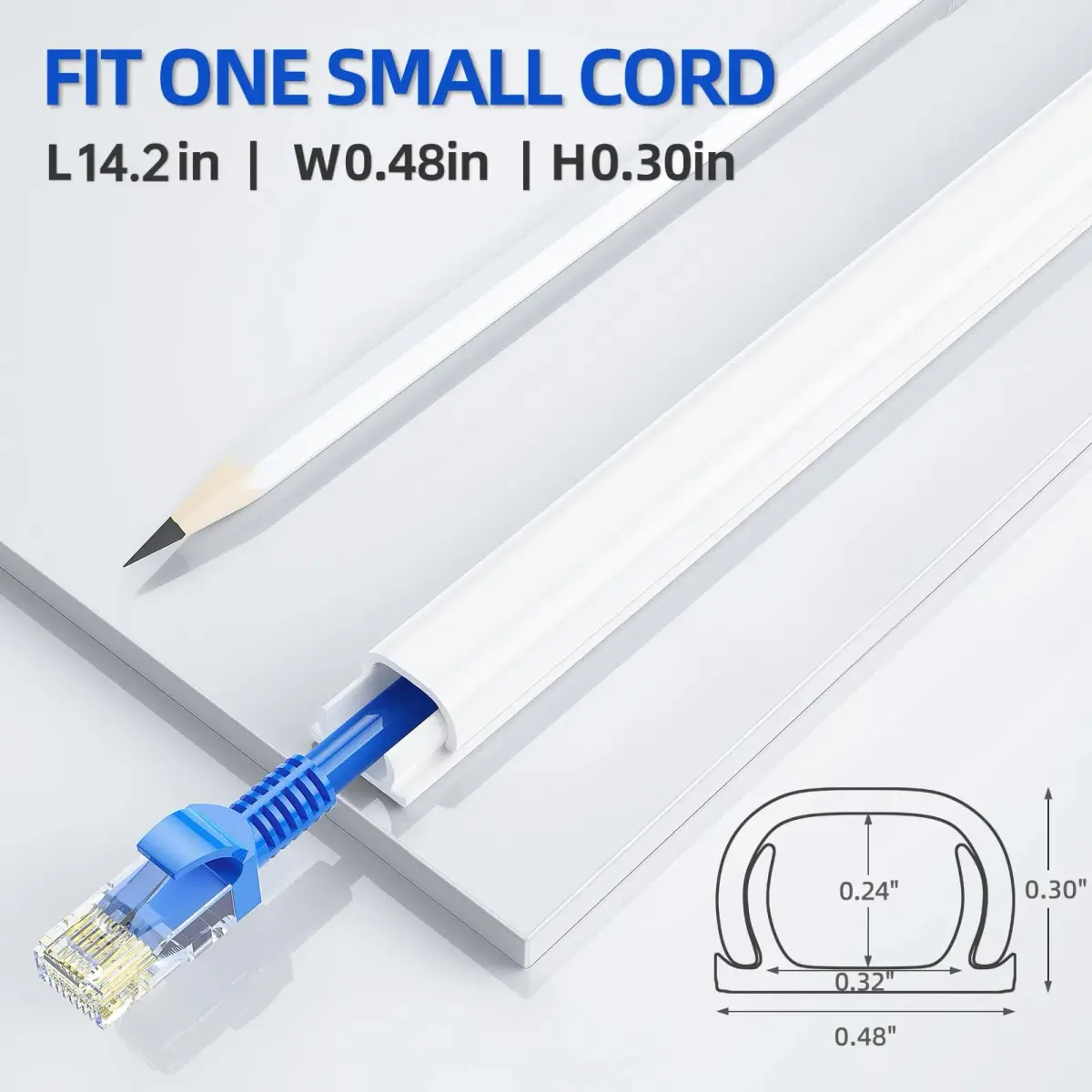 Delamu 128in (3.25m) Single Cord Hider for Wall | Easy Install Self-Adhesive Cable Raceway for 1 Mini Cord - view 2