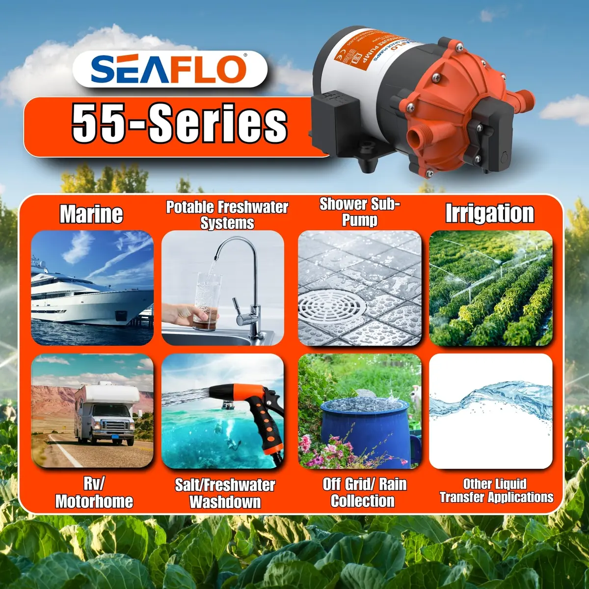 SEAFLO 53-Series DC Diaphragm Water Pump 7.0 GPM 60 PSI | Heavy-Duty, Self-Priming, 4-Year Warranty - view 6