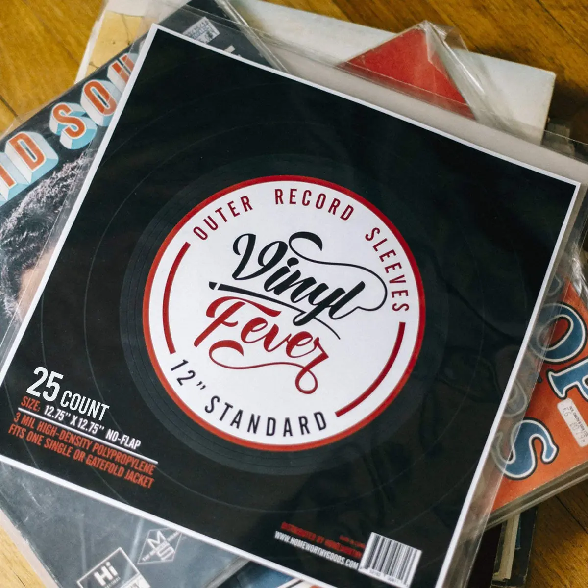 Vinyl Fever Record Sleeves [25 Pack] - Crystal Clear Outer Album Covers - Durable 3 Mil Thick Polypropylene Vinyl Sleeves for 12 Inch Lps and Archival Album Storage | 12.75"x12.75" Perfect Fit Sleeves - view 7