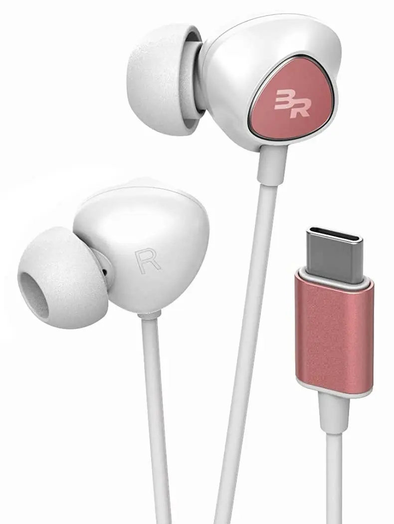 Bolle & Raven USB-C Wired Earbuds with Mic, 1.7cm (0.67in) Length | Inline Remote & Microphone for Type-C Phones - main product image