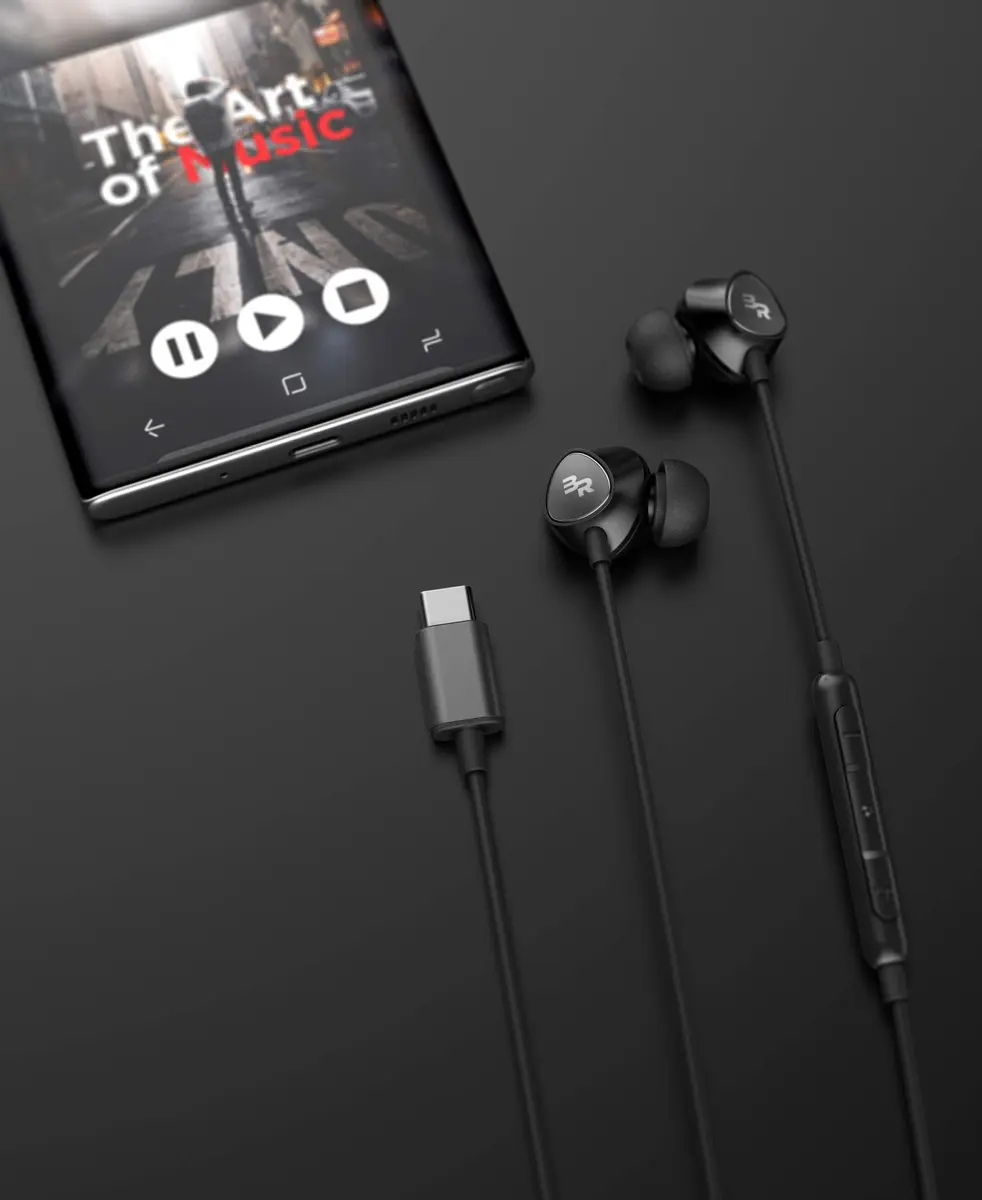Bolle & Raven Thore Type C Wired Earbuds with Mic, 1.2m (4ft) Cord | HD Audio & Bass - view 4